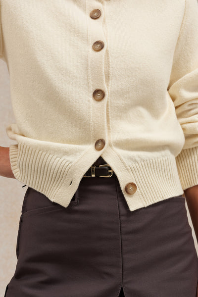 Women's offwhite merino wool cardigan
