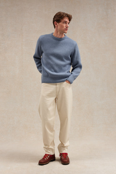 Pull homme col rond à côtes orage