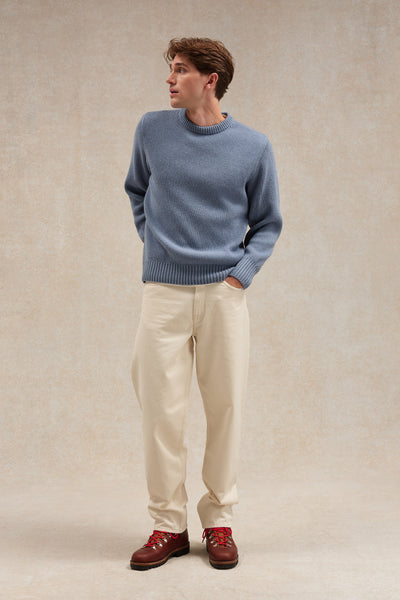 Pull homme col rond à côtes orage