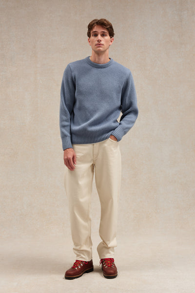 Pull homme col rond à côtes orage