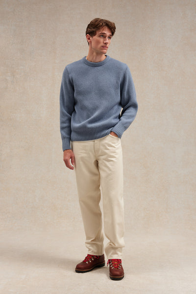 Pull homme col rond à côtes orage