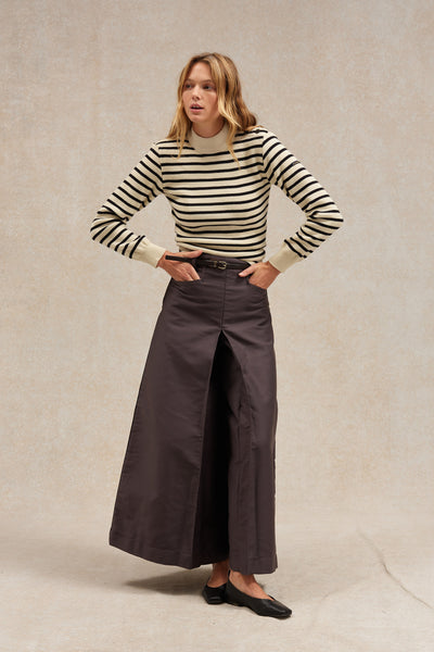 Women's ecru and navy blue navy sailor jumper
