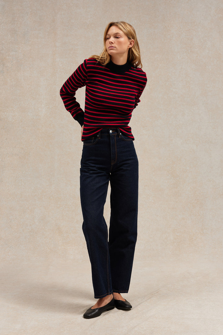 Pull Femme Breton Rayé Pull Rayé Marin MGizo - Col Rond Manches Longues - 50% Viscose 30% Polyester 20% Nylon Pull Léger Toutes Saisons