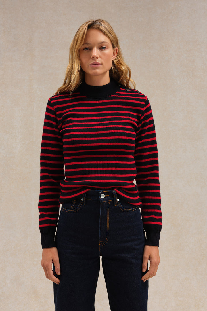 Pull Merona Homme Rayé Bleu Marine Et Bordeaux - Col V, Manches Longues, Taille M