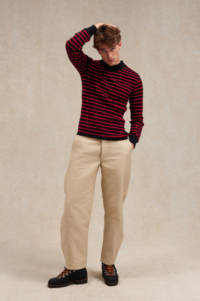 Men's navy blue and red striped sailor sweater