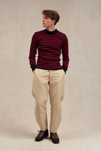 Men's navy blue and red striped sailor sweater