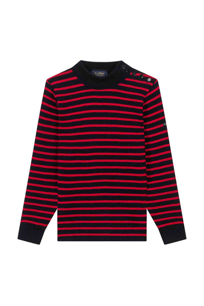 Men's navy blue and red striped sailor sweater