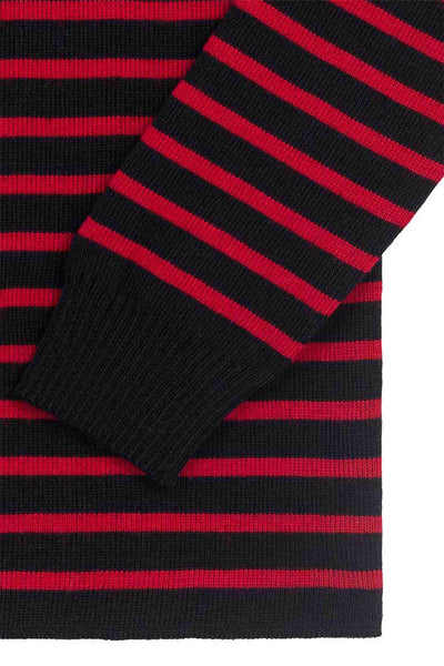 Men's navy blue and red striped sailor sweater