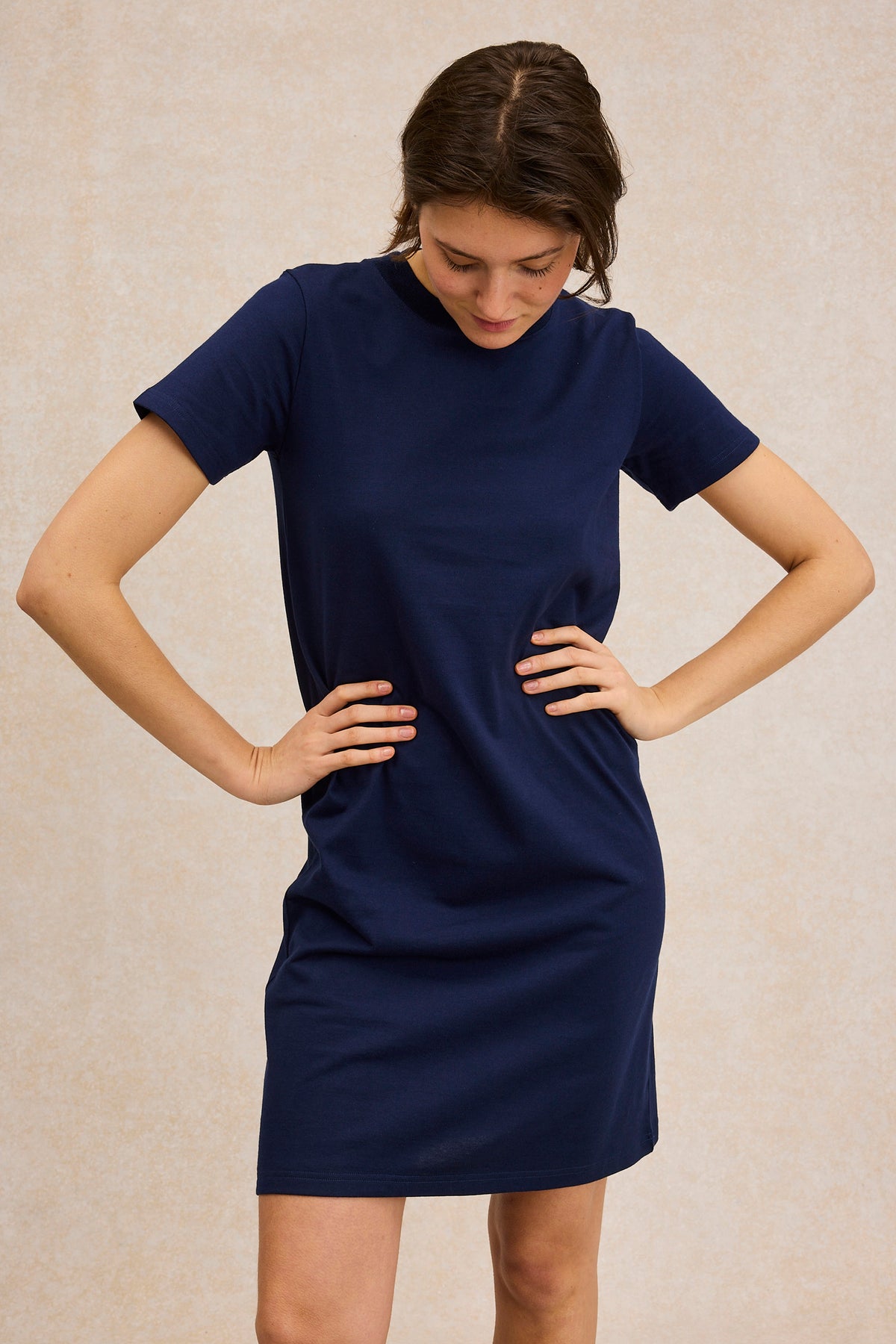 navy blue cotton dress Full summer in May Drop 3 Mustard Vinaigrette Size:22 5XL 34-35 Sleeve