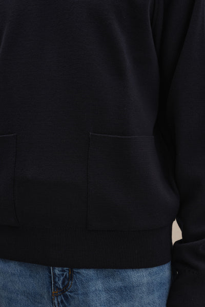 Sweatshirt bleu marine en maille milano