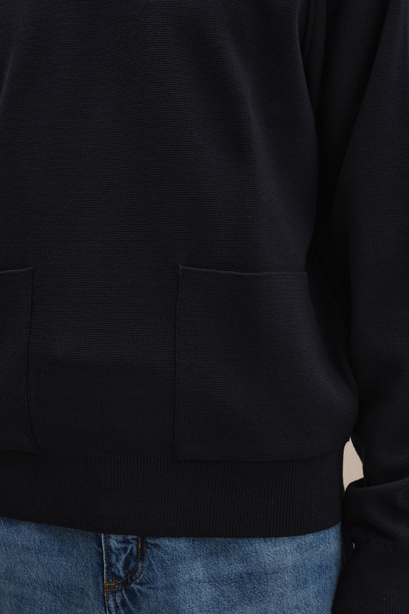 Sweatshirt bleu marine en maille milano