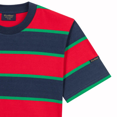 T-shirt rayé rouge et vert pour homme - Second choix