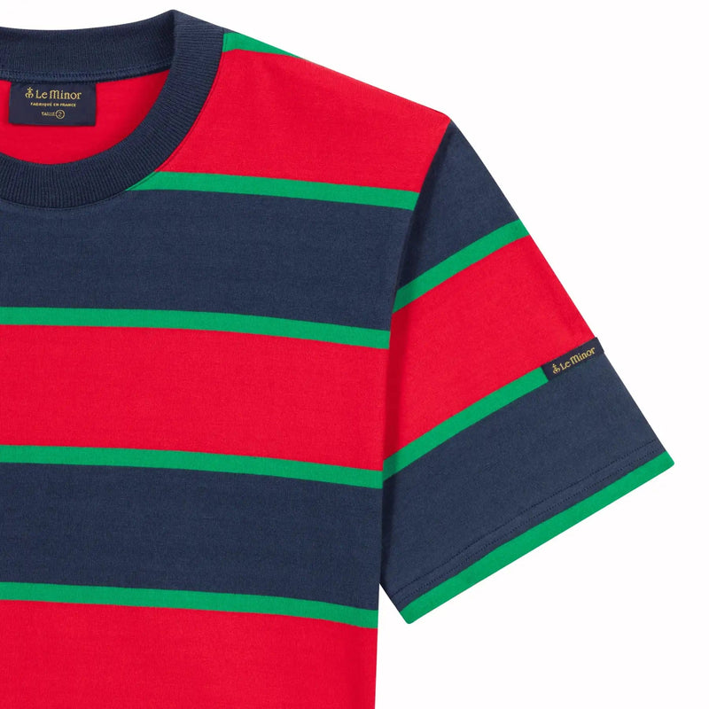T-shirt rayé rouge et vert pour homme - Second choix