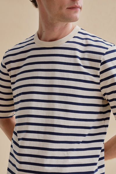 T-shirt marin écru/marine homme Le Minor