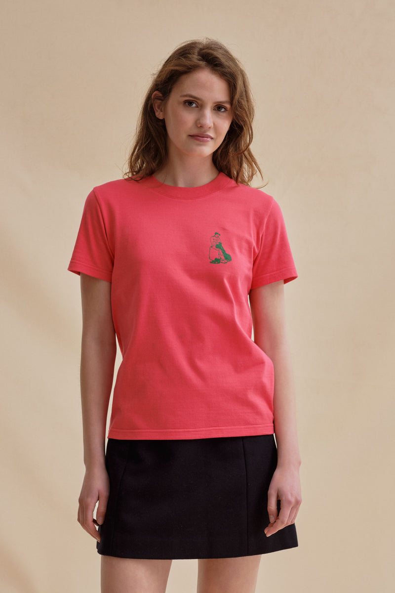 T-shirt Vic sérigraphié framboise
