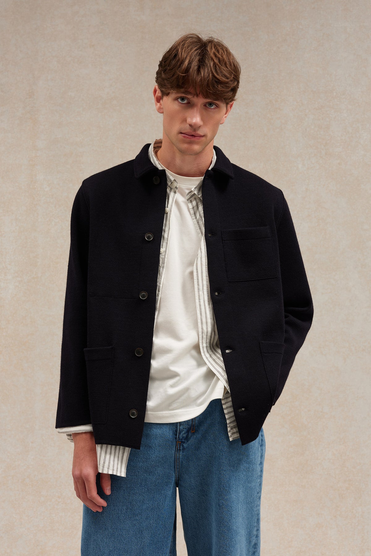 Veste Blazer Homme HOUSE OF BIJAN Bleu Marine Laine - 4 Boutons - Taille 48 - Occasion TB