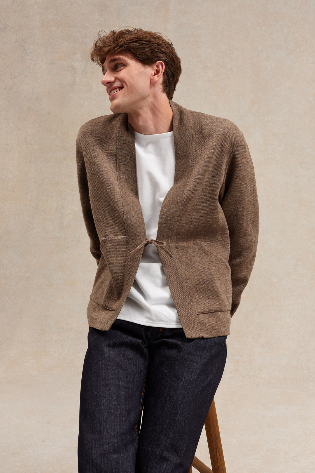 Beige milano knit Noragi jacket - Le Minor x Flâneurs
