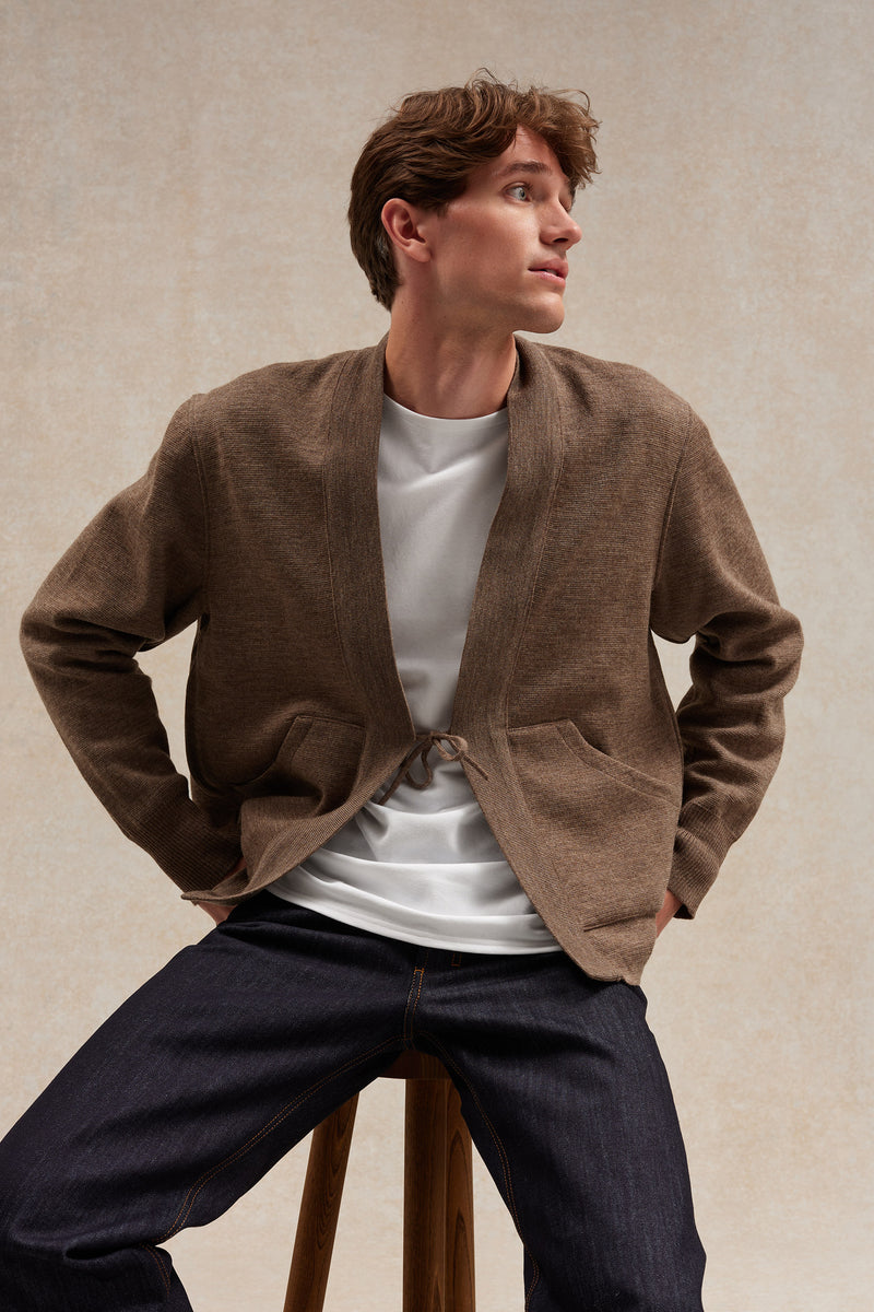 Veste Noragi beige en maille milano - Le Minor x Flâneurs