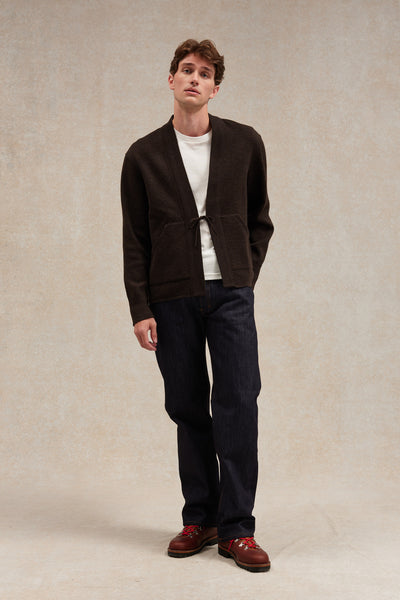 Veste Noragi marron en maille milano - Le Minor x Flâneurs