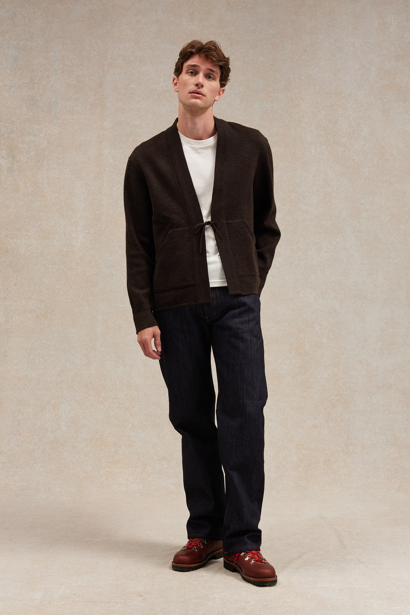 Veste Noragi marron en maille milano - Le Minor x Flâneurs