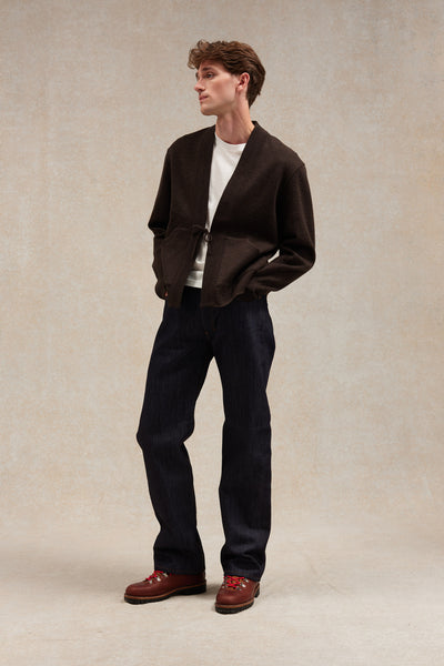 Veste Noragi marron en maille milano - Le Minor x Flâneurs