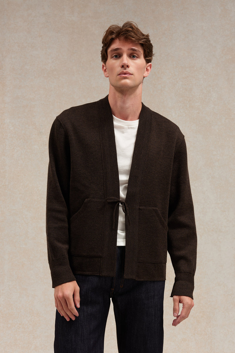 Veste Noragi marron en maille milano - Le Minor x Flâneurs
