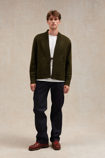 Olive green milano knit Noragi jacket - Le Minor x Flâneurs