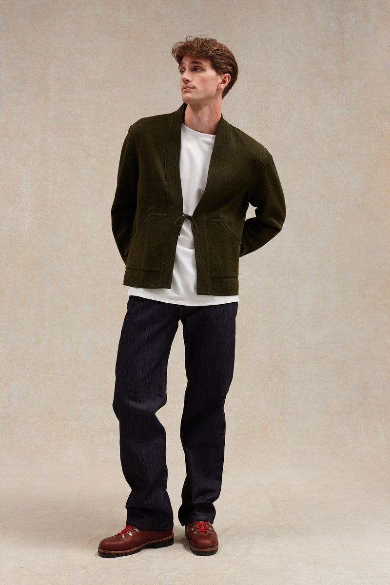 Olive green milano knit Noragi jacket - Le Minor x Flâneurs