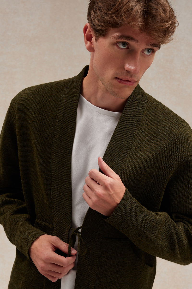 Olive green milano knit Noragi jacket - Le Minor x Flâneurs