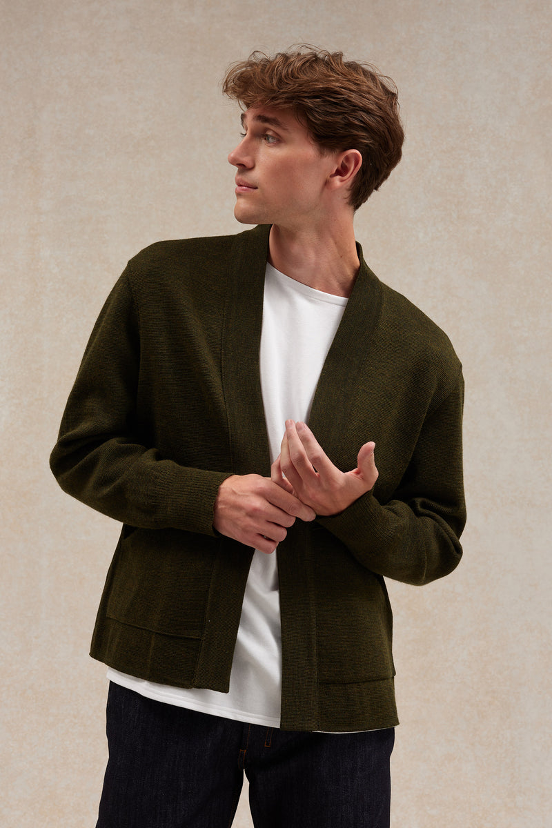 Olive green milano knit Noragi jacket - Le Minor x Flâneurs