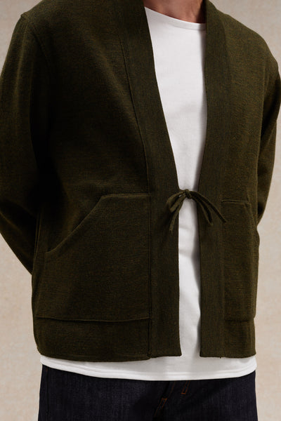 Olive green milano knit Noragi jacket - Le Minor x Flâneurs
