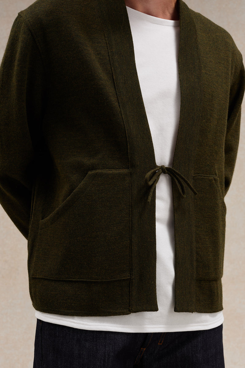 Olive green milano knit Noragi jacket - Le Minor x Flâneurs