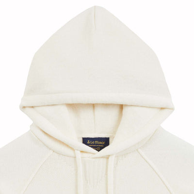 Hoodie écru en laine mérinos pour homme