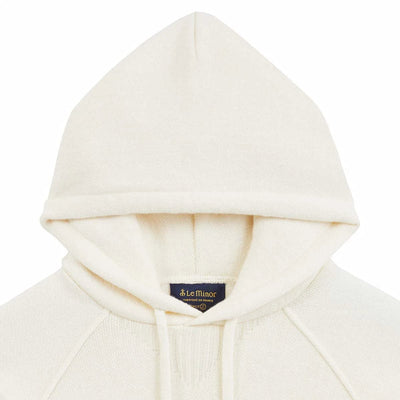 Hoodie écru en laine mérinos pour femme