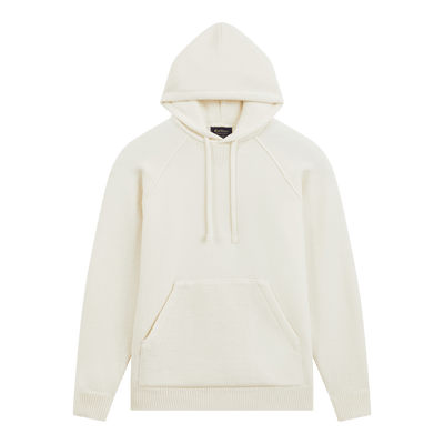 Hoodie écru en laine mérinos pour homme