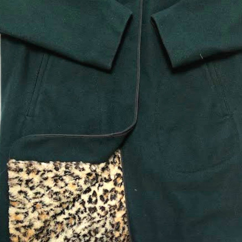 Manteau Vert intérieur léopard - Femme