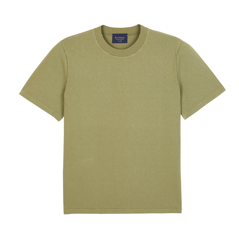 T-Shirt kaki en coton cardé pour homme